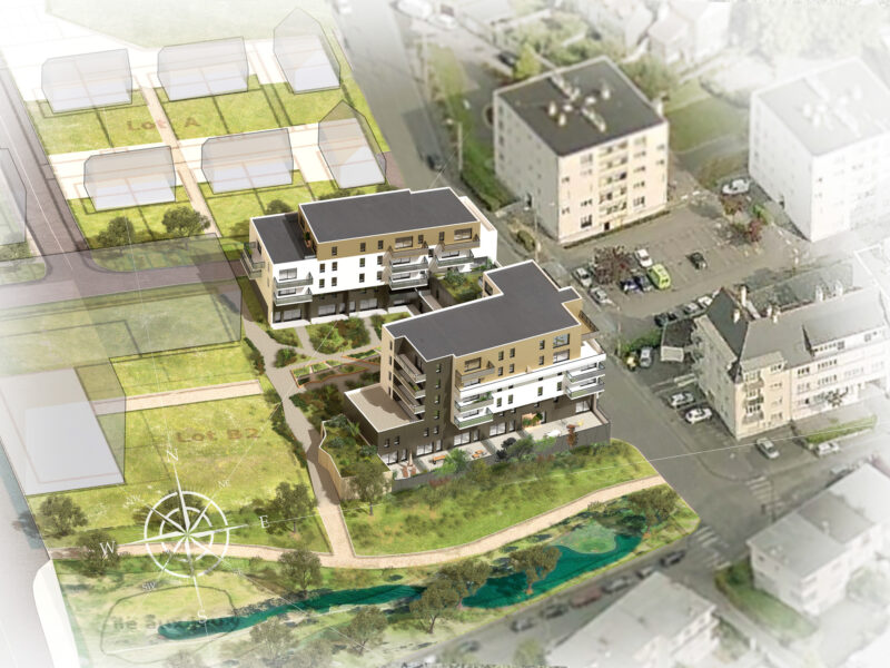 Insertion 3D d'un projet d'immeubles dans un quartier de Lorient dans le Morbihan
